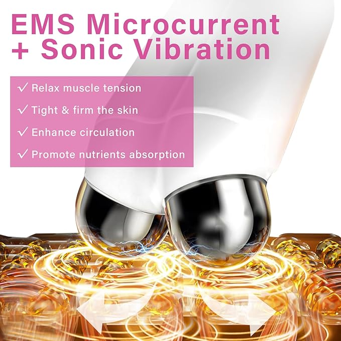 Microcurrent Facial Device Professional Anti-Aging Skin Tightening Machine with Red Light Microcurrent Facial Roller for Instant Face Sculpting &amp Toning Jawline Defining &amp Eye De-Puffing