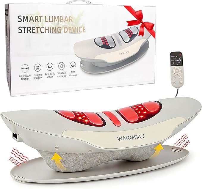 Smart Lower Back Massager with Soothing Warm Therapy &amp Air Traction – Spinal Decompression Device for Sciatica Relief Lumbar Pressure &amp Stiffness Gray