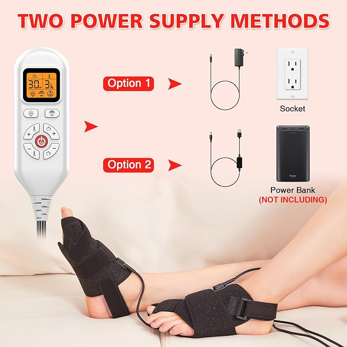 JOBYNA 2PCS in.frared L.Ight T.herapy Bunion Corrector for Women &amp Men 660nm Red L.Ight &amp 850nm I.nfrared L.Ight Big Toe Straightener for Bunion P.a.i.n R.e.l.i.e.f Adjustable Temperature &a