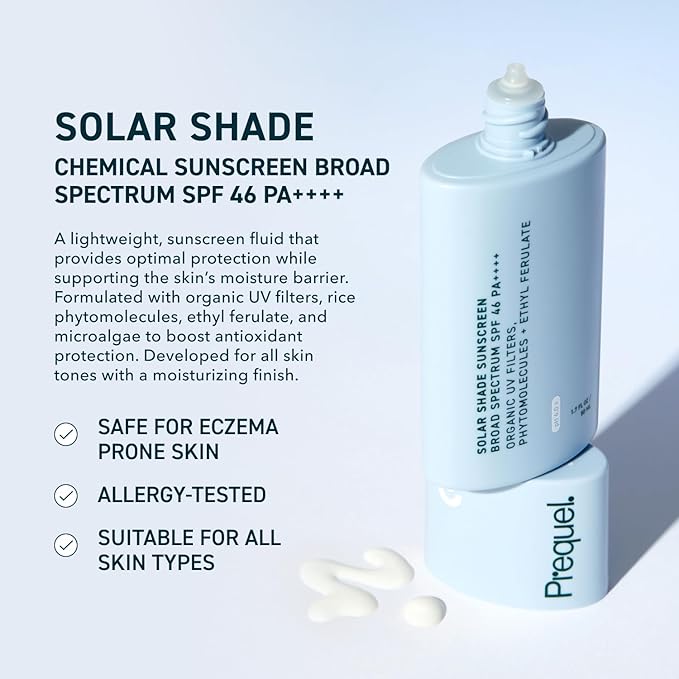 Prequel Skin Solar Shade - Moisturizing Face Sunscreen SPF 46 PA++++ Broad Spectrum UV Protection. Hydrating Sunblock for Dry Skin. Lightweight Travel Size Sun Protection 1.7oz (Pack of 2)