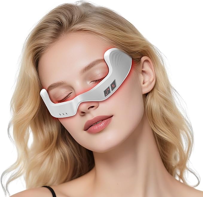 Red Light Therapy Eye Massager with Microcurrent – 3D Contour Design for Dark Circles Puffiness Eye Bags &amp Wrinkles – Under Eye Treatment Device for Fine Lines Rechargeable &amp Gentle for Dai