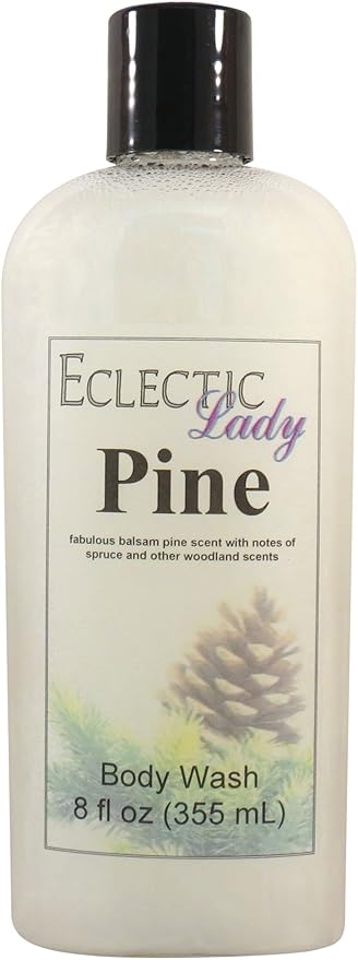 Eclectic Lady Liquid Pearl Body Wash - Pine Scent 3-in-1 Use For Bubble Bath Hand Soap &amp Body Wash Phthalate-Free Pine Fragrance Handcrafted in USA (8 oz)