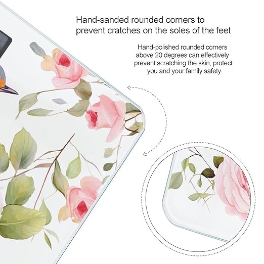 Digital Bathroom Scale for Body Weight Scale with Bright LCD Display High Accuracy Step-On Technology Auto On/Off Floral Print Watercolor Robin Bird Digital Scales 400 Lbs /180kg