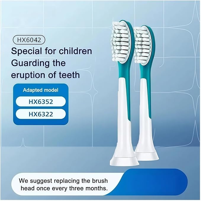 Kids Tooth Brush Replacement Brush Head Compatible with Philips HX6042 for 7yr Kids Sonicare Electric Toothbrush Head
