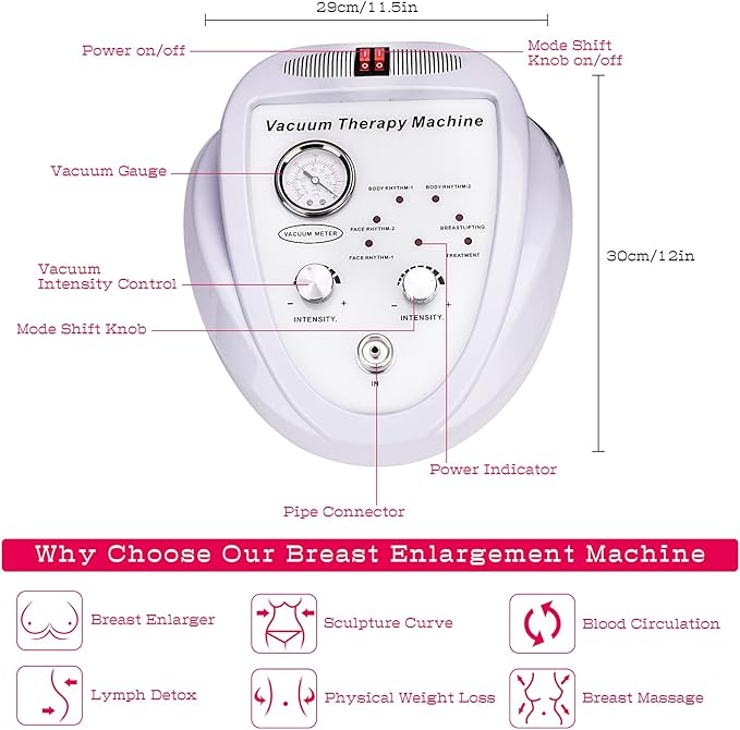 TwoWin Multifunctional Vacuum Therapy Machine Cupping Therapy Sets Cupping Scraping Body Shape Massager Adjustable Suction and 6 Modes with 30 Cups and 3 Pumps