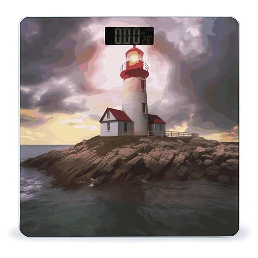 Lighthouse Scale for Body Weight Highly Accurate Digital Bathroom Body Scale Digital Bathroom Scales for People Anti-Slip Large LCD Display Smart Scales