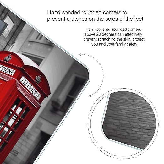 London Red Telephone Booth Bathroom Scale Large LCD Backlight Display Digital Scale Rounded Corners Body Scales Automatic Power On/Off Bathroom Scales for Home Bedrooms