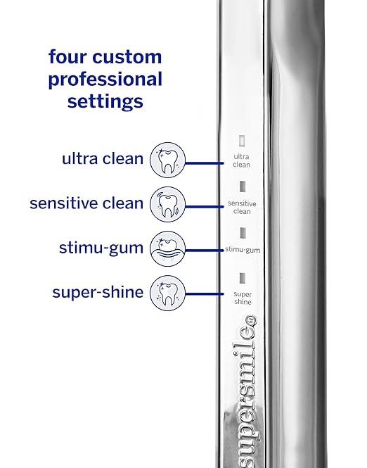 Supersmile Zina45™ Deluxe Sonic Pulse Toothbrush – Rechargeable Electric Brush with Angled Head &amp Travel Case – for Whiter Teeth and Healthier Gums