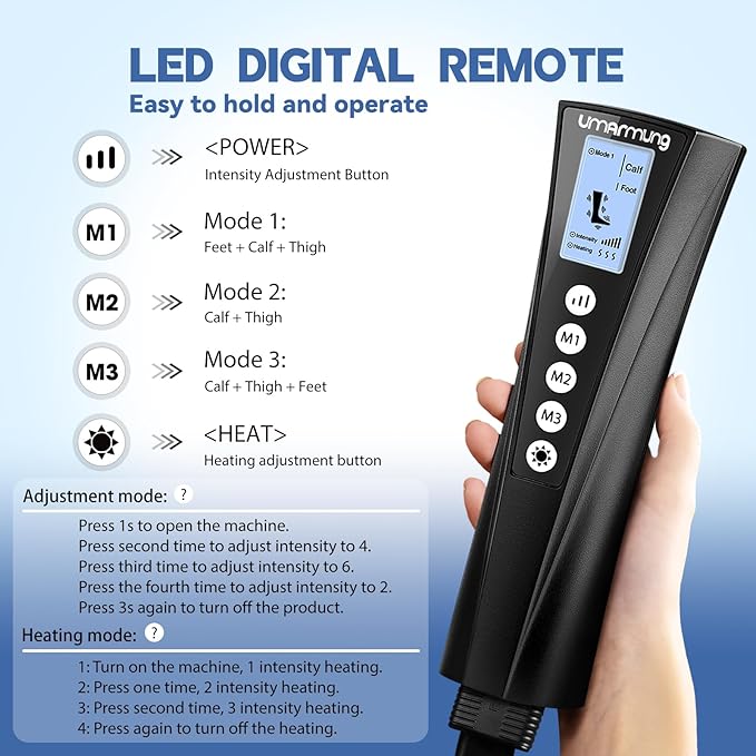 Air Compression Leg Massager with Heat - Ideal Christmas Mother's Day and Father's Day Gifts for Men Women Dad Mom - Relieves Foot and Knee Pain Eases Varicose Veins Cramps Swelling and Edema