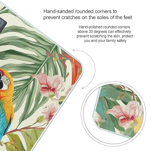 Tropical Plants and Parrots Scale with LCD Easy-to-Read Anti-Slip Weight Digital Bathroom Scale Precision Weighing Scales Sturdy Tempered Glass Body Weight Scales for Daily Use