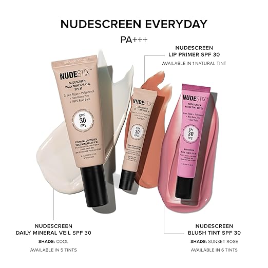 Nudestix Nudescreen Daily Mineral Veil SPF 30 – Lightweight Tinted Mineral Sunscreen with Zinc Oxide for UVA/UVB &amp Blue Light Protection