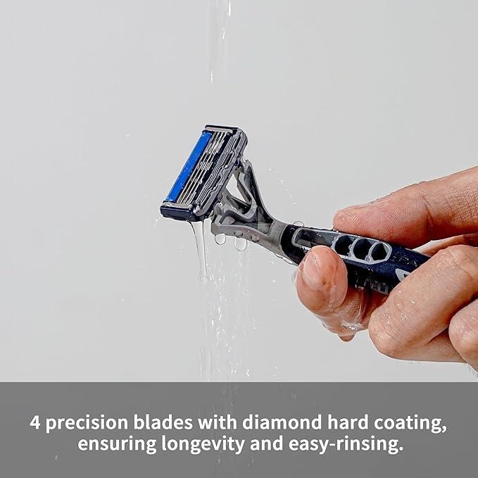 DORCO Pace Pro 4 Disposable Razors 9 pack - Long Lasting 4 Blade Technology with a Precision Trimmer Safety Guard Bar Pivoting Head and Non-Slip Rubber Handle (9 Razors)