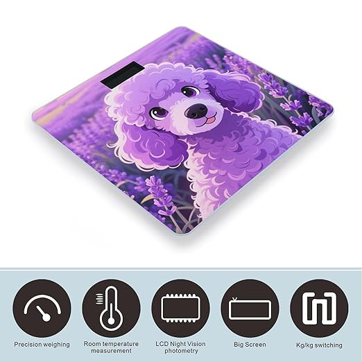 Digital Bathroom Scale for Body Weight Scale with Bright LCD Display High Accuracy Step-On Technology Auto On/Off Poodle Digital Scales 400 Lbs /180kg