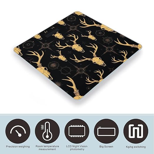 Digital Bathroom Weighing Scale Energy Saving Scale Smart Scale for Body Weight Dark Gothic Sun Moon Hunting Camo Deer Skulls