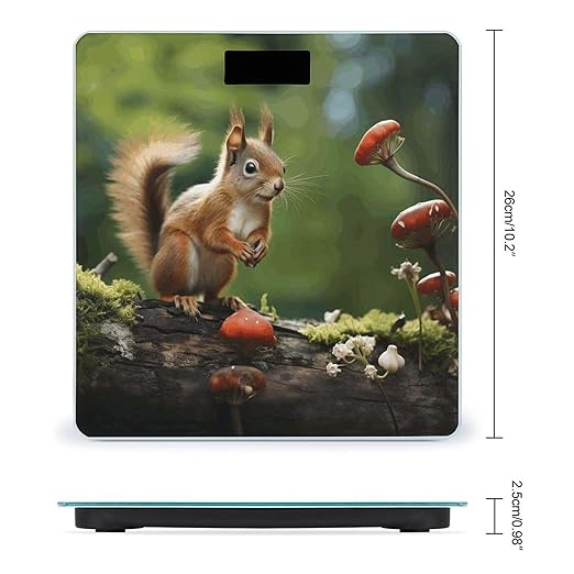 Red Squirrel on Small Green Hill Bathroom Scale Ultra-Bright Liquid Crystal Screen Weight Scale Accurate Bathroom Body Scales for Body Weight Bathroom Pet Home Bedroom Gift-Giving
