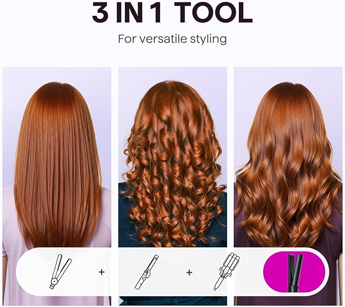 Wavytalk Airflow Styler Curling Iron Cool Curl 360° Cool Air Lock in Style for Lasting Curls Reduces Damage 2 in 1 Hair Straightener and Curler 1.25 Inch Anti-Scald for Short Long Hair