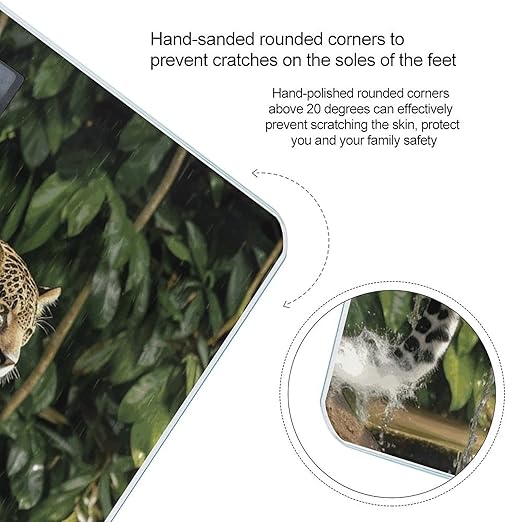 Jaguar Cat on Tree Trunk WaterfallScale for Body Weight with LCD High Precision Weighing Scales Fashion Sturdy Tempered Glass Weight Scales Easy-to-Read Digital Bathroom Scale for Daily 400lb