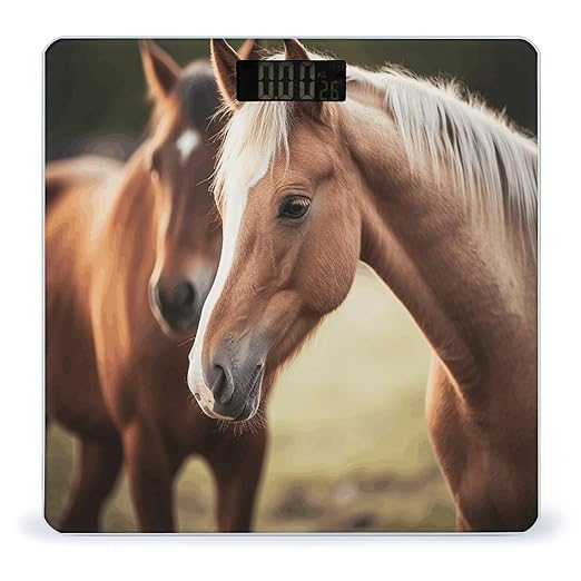 Adorable Horse Bathroom Scale Large LCD Backlight Display Digital Scale Rounded Corners Body Scales Automatic Power On/Off Bathroom Scales for Home Bedrooms