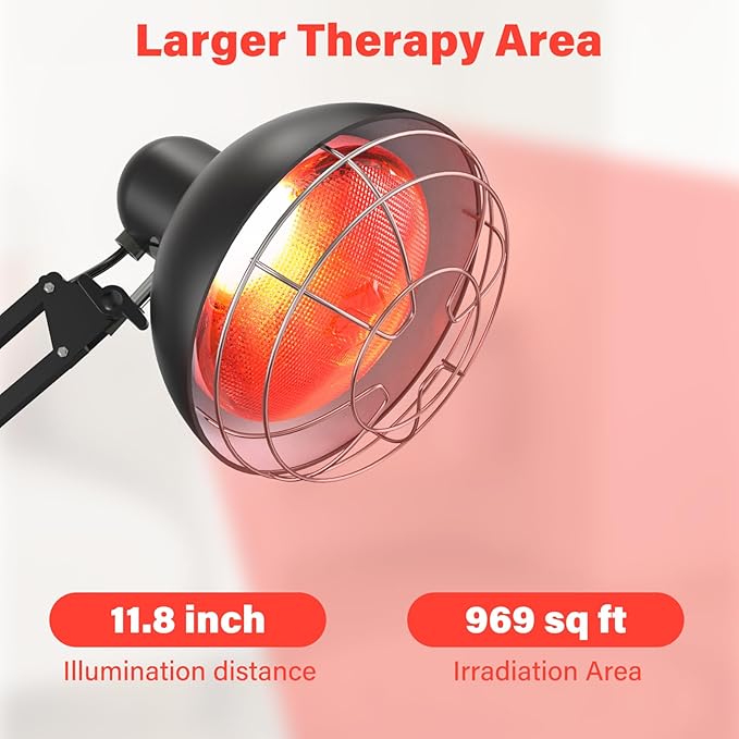 Infrared Light Heat Lamp Near Red Light Therapy for Body Muscle Joint Pain Relieve 150W Bulb with Adjustable Stand Timer