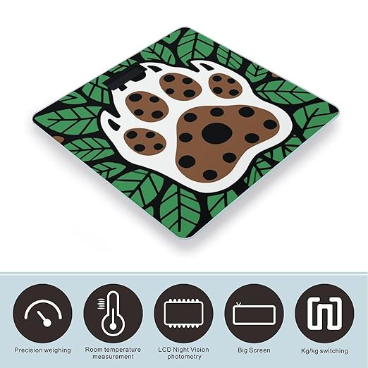 Bear Clan Symbol Scale for Body Weight Sturdy Tempered Glass Weighing Scales with LCD Display Accurate Digital Bathroom Scale Convenient Body Fat Smart Scales Easy Read