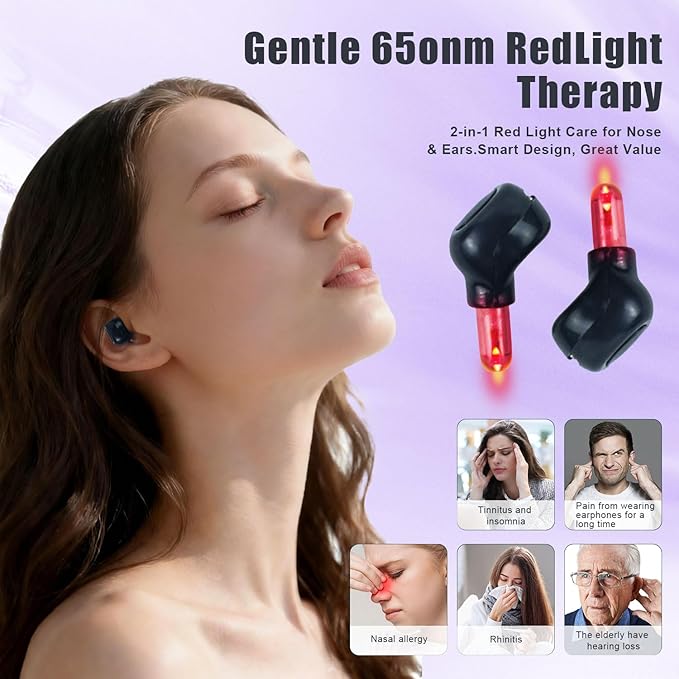Red Light Therapy for Ears and Nose Relief Tinnitus and Sinus Discomfort Suitable for Daily Care Easy to Use While Traveling Or Home