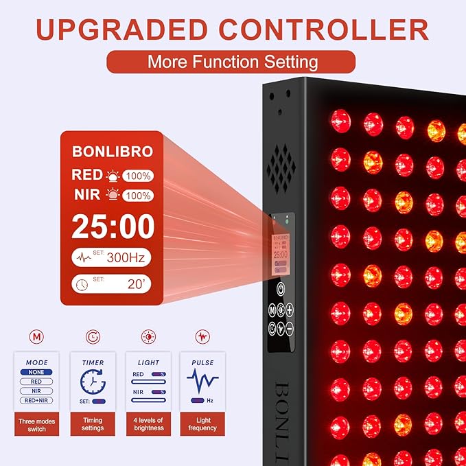 Red Light Therapy Panel for Face and Body Infrared Light Therapy with Timer &amp Remote Control Quad Wave 660nm 850nm 630nm 940nm Near Infrared Light Therapy Panel Portable Dual Chip LED Device