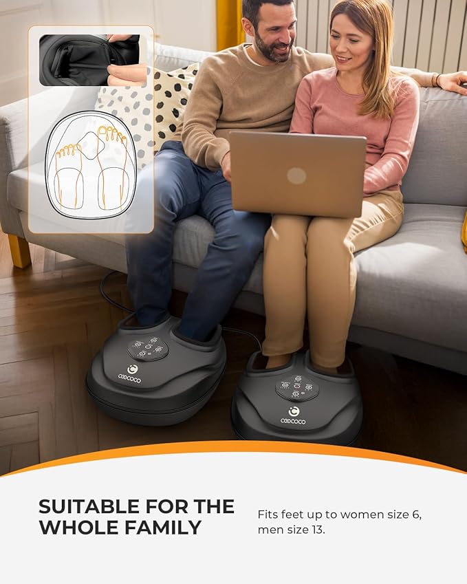 CooCoCo FSA Eligible Foot Massager with Heat Upgraded Shiatsu Feet Massager for Plantar Fasciitis Neuropathy Foot Warmer for Women Men Mom Feet Massage Machine with Kneading Compression Size 13