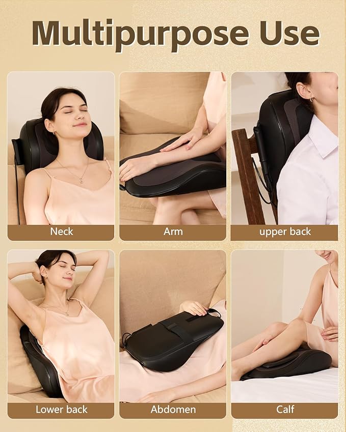 Up &amp Down Shiatsu Back Massage with Heat –External Adjustable Cushion Pad 3D Kneading Massage Pillow for Lower Back Neck Shoulder Leg Pain Relief Deep Tissue for Office Chair &amp Home (Blac