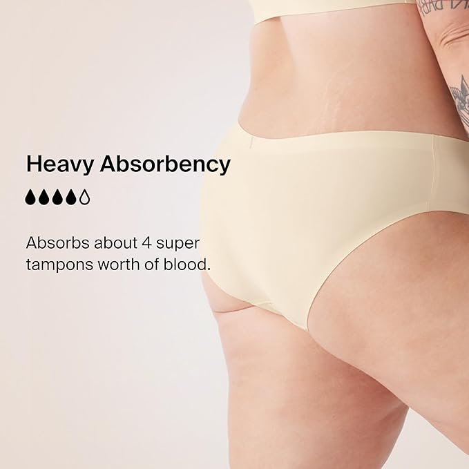 KNIX Super Leakproof No-Show Bikini Period Underwear – Heavy Flow Reusable Absorbent Menstrual &amp Incontinence Panties