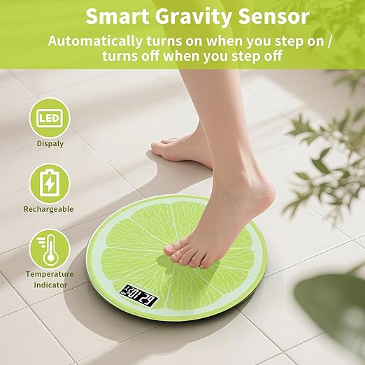 Rechargeable Bathroom Scale – Accurate Digital Weight Scale (±0.1 lb) 400 lbs Capacity Large LED Display No Batteries Step-On Technology for Easy Home Use