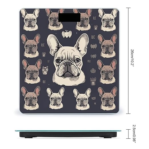 I Love French BulldogScale for Body Weight with LCD High Precision Weighing Scales Fashion Sturdy Tempered Glass Weight Scales Easy-to-Read Digital Bathroom Scale for Daily 400lb