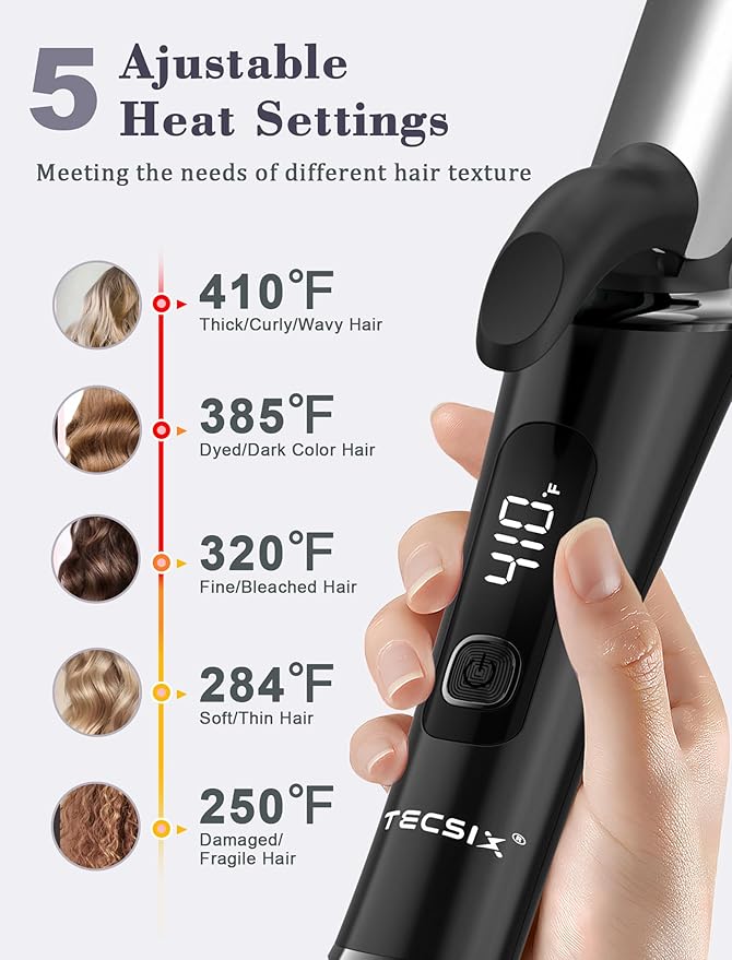 Travel Curling Iron 1 InchDual Voltage Curling Iron 110-240V with European PlugSmall Curling Wand for Women &amp Short Hair 5 Temp Digital Settings Auto-Off Anti-Scald CoverHeat-Resistant pad(G