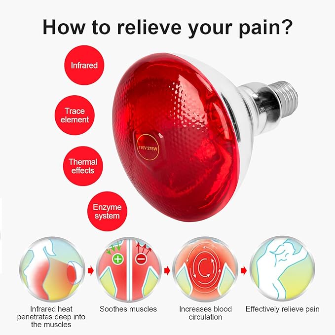 Infrared Light Bulb 275W Near Infrared Red Light Therapy Bulbs Infrare Heat Lamp Blub Fits for E26 / E27 Base