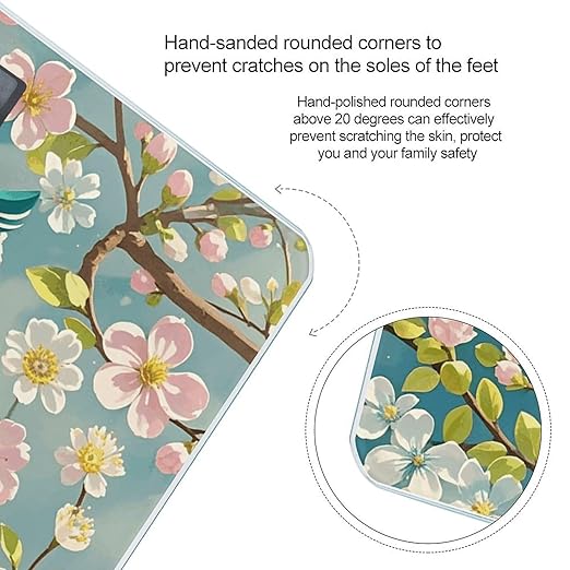 Owl Spring Flowers Turquoise Scale for Body Weight Digital Bathroom Scale Toughened Glass High Precision Scales for Body Weight with Large LCD Backlight Display Weight Scales