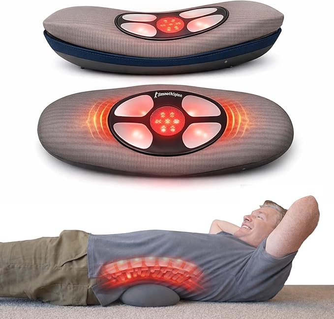 SmoothSpine Multi Therapy Pro - Back Massager Comfort Device with Heat Massage Air Traction EMS &amp Red Light-Therapy - At-Home Relaxation &amp Support for Lower Back