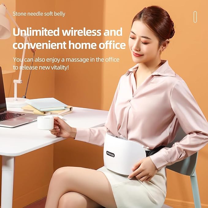 Abdominal Massager Electric Stomach Tummy Anti Cellulite Remover Machine 3 Levels Intensity and 5 Modes Adjustable Forward and Reverse Kneading for Flatulence and Period Cramps