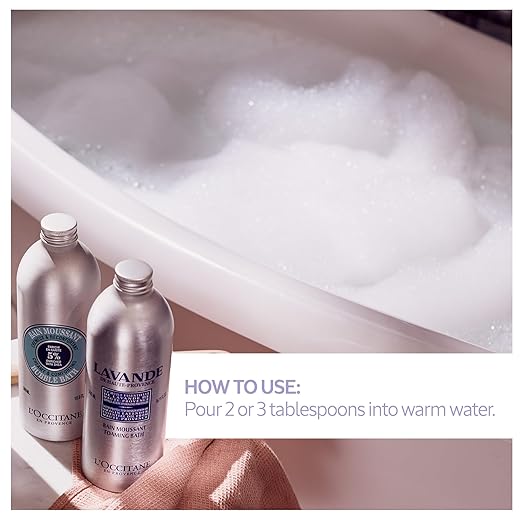 L'OCCITANE Foaming Bath: Relaxing Lavender Comforting Shea Beautifying Almond Milk Citrusy Verbena Cleansing Bubble Bath 16.9 Fl. Oz