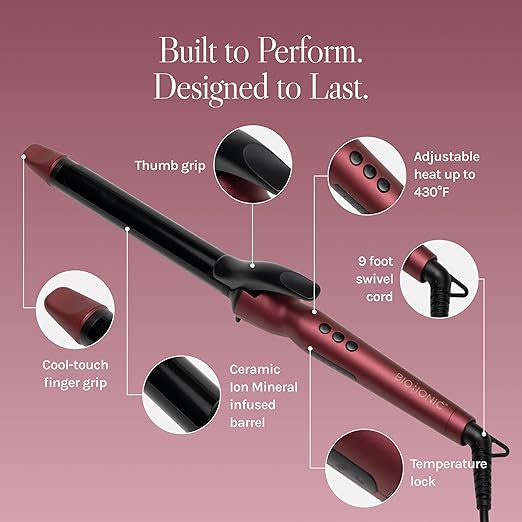 Bio Ionic Long Barrel Curling Iron with Moisture Heat Technology &amp NanoIonic MX Versatile Curling Wand - Multiple Barrel Sizes for Tight Classic Loose &amp Soft Curls