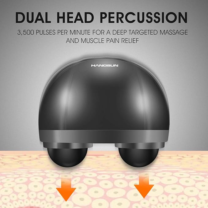 HANGSUN Handheld Neck Back Massager for Pain Relief Deep Tissue Electric Double Head Percussion Massage MG460 for Shoulder Leg Foot Muscles Full Body Corded 2.3 lb