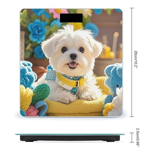 Cute Maltese Puppy Weight Scale Highly Accurate Digital Weighing Scale with Large LCD Display Smart Bathroom Scales for Home Bedrooms and Gift Giving