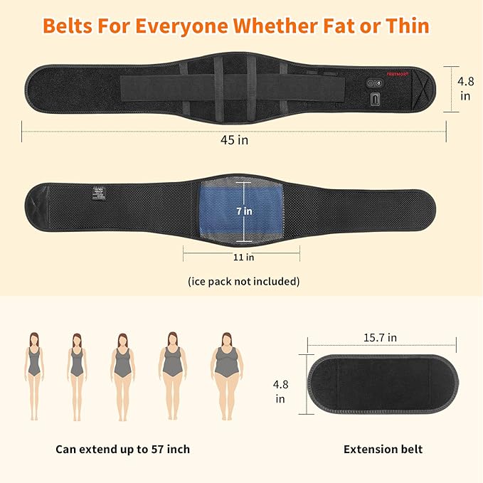 Heated Waist Belt Cordless Heating Pad for Low Back Electrical Heating and Massage Rechargeable Battery Powered
