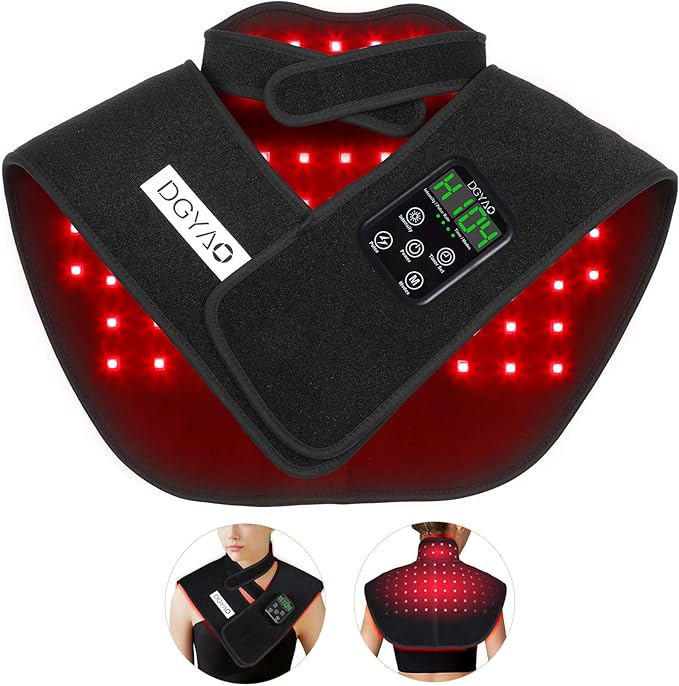 New RC2 Cordless Red Light Therapy for Neck and Shoulders Near Infrared Therapy Wrap Pulse Therapy for Pain Muscle Relief