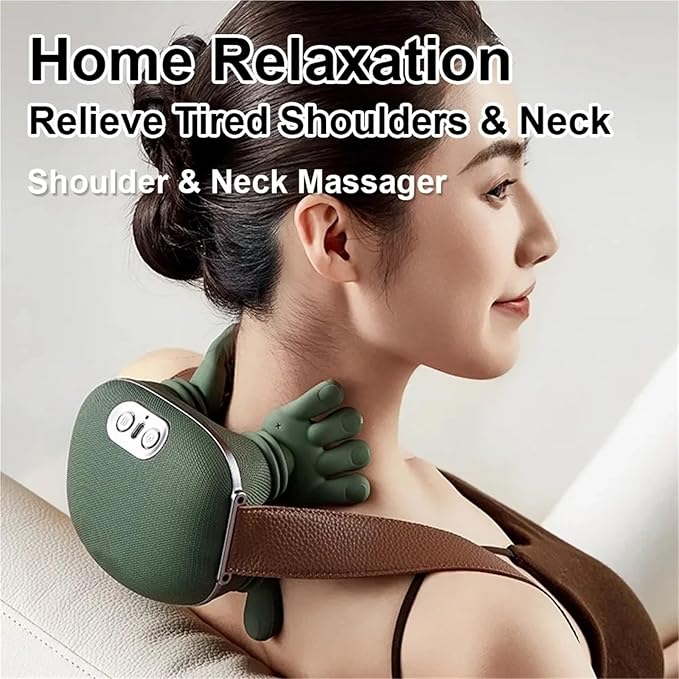 Neck Massager Neck Shoulder Massager Finger Pressure Shiatsu Back and Electric Kneading Deep Massage Muscle Relax