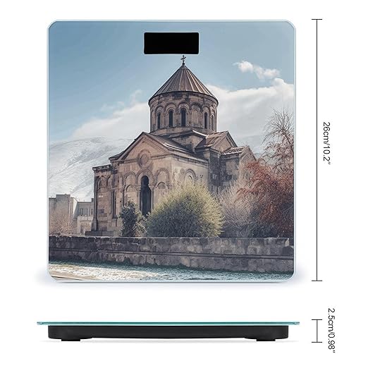 Armenian Church Scale for Body Weight Anti-Slip Tempered Glass Digital Bathroom Scales Clear LCD Display Weighing Scale Safe Rounded Corners Smart Scales