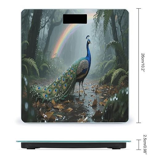 Forest Peacock Weight Scale Cute Bathroom Scale for Body Highly Accurate Digital Weighing Machine for People Compact LCD Display Scales with Sturdy Toughened Glass Scales