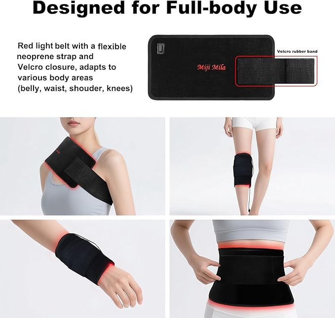 Red Light Belt Device : 3-in-1 660nm &amp 850nm Wearable Wrap Heating Pad with Timer – Back/Shoulder/Knee Comfort &amp Post-Activity Relaxation