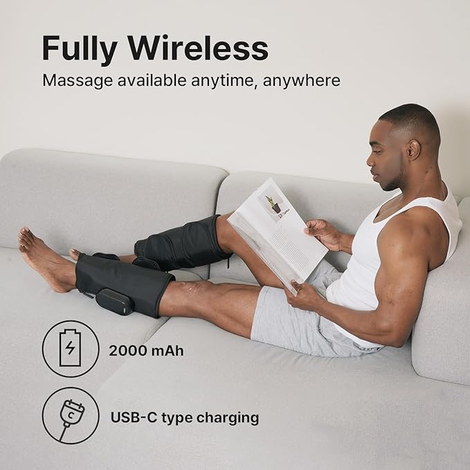 HuBDIC HubiCare Calf and Thigh Massager Leg Massager for Circulation and Pain Relief Calf Air Compression Massage with Heat Compression with 4 Modes 3 Intensities (Single)