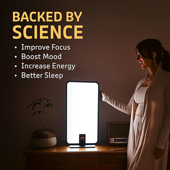 Circadian Optics Langham Clinical Grade Light Therapy Desk Lamp | 10000 Lux at 18 | As Seen On Shark Tank | 10X Power &amp Brightness | Extremely Large 22 X 12 Light Panel | Improve Body Clock