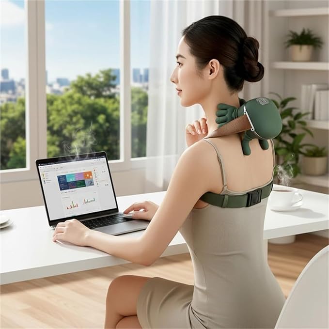 Bionic Shiatsu Neck and Back Massager with Heat 4D Kneading Deep Tissue Massager with Simulated Hand Rechargeable Wireless Portable Shoulder Massager