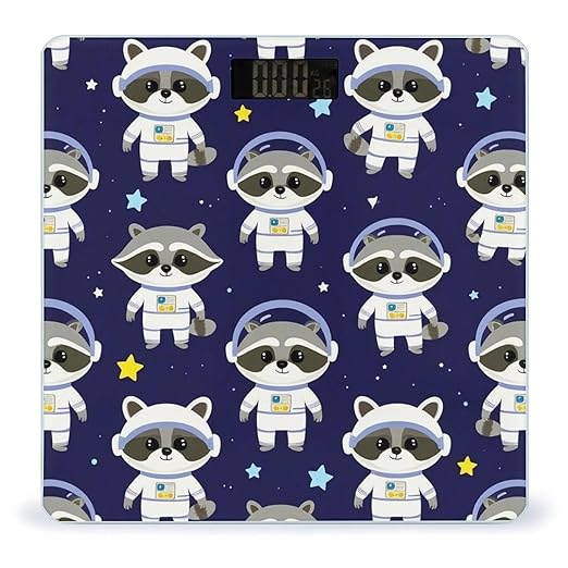 Digital Bathroom Weighing Scale Energy Saving Scale Smart Scale for Body Weight Funny Cartoon Space Raccoon Astronaut